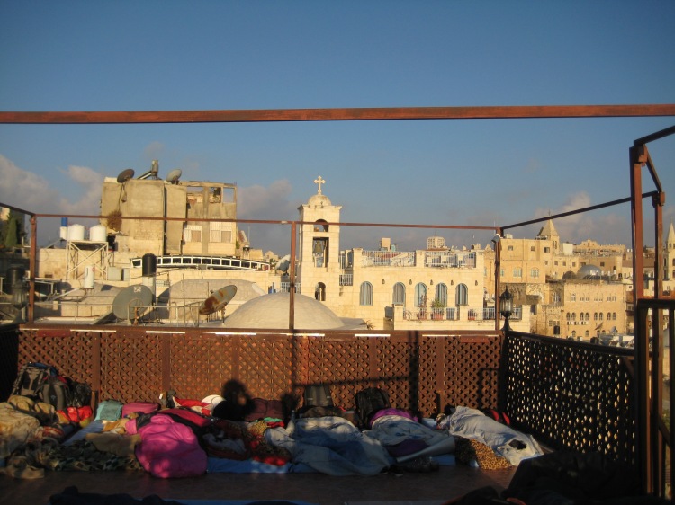 Morning view from my mattress accommodation, on a rooftop in Jerusalem!